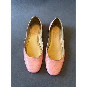 Talbots Pink Croco Leather Ballet Flats Size 7.5B
